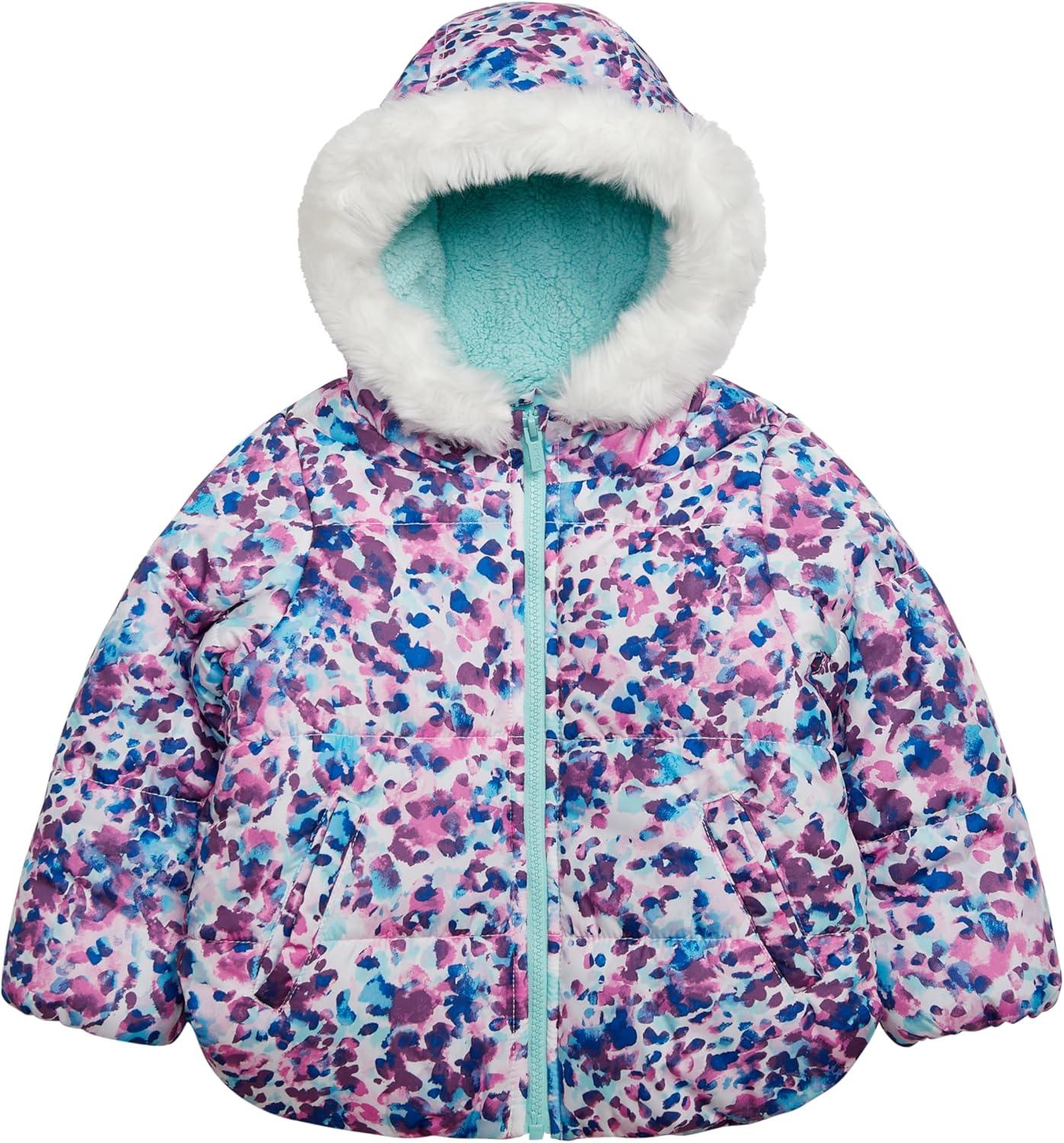 imageCarters Baby Girls 2Piece Snowsuit Cozy Hooded Puffer Jacket and Ski Bib SetPurple Turquoise