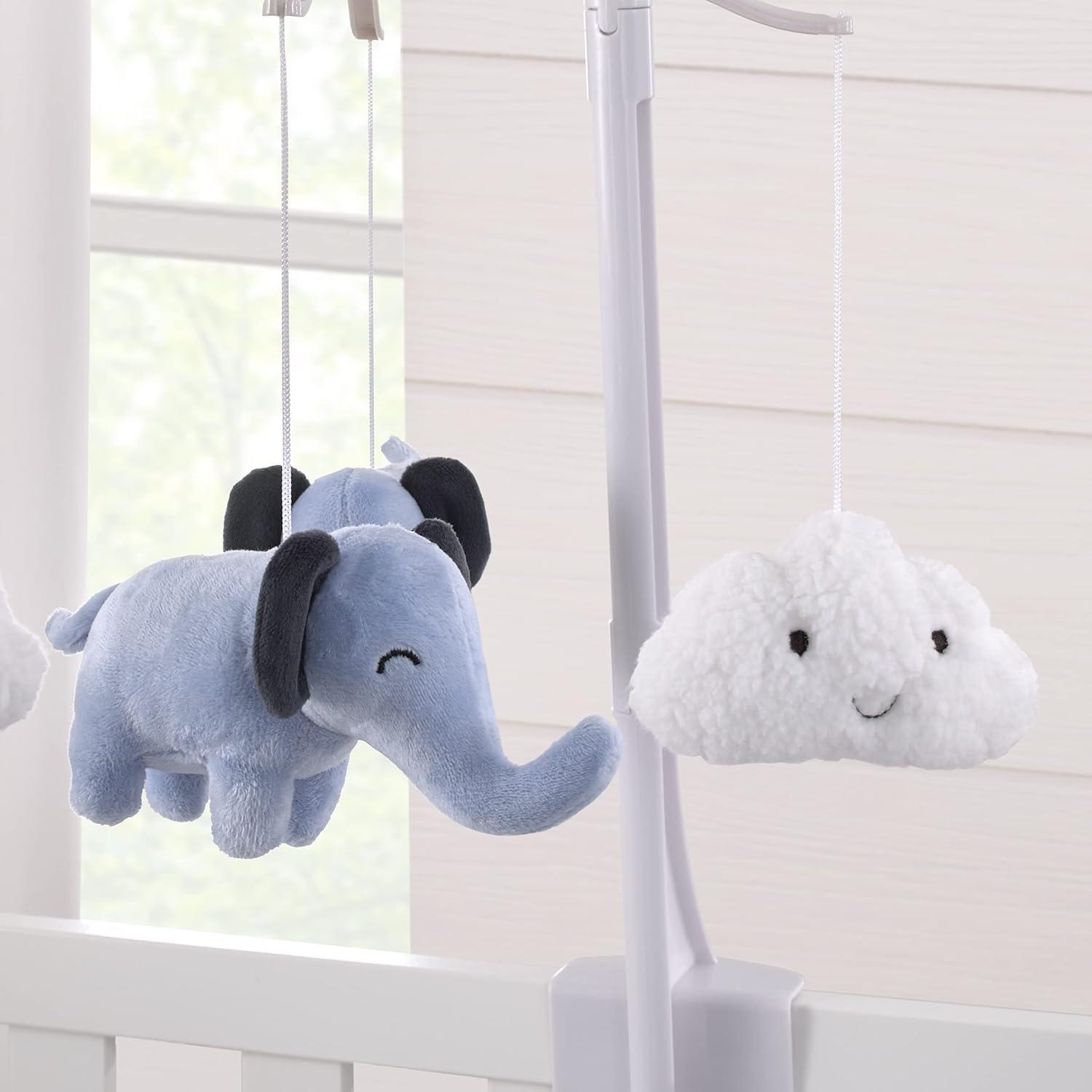 imageCarters Blue Elephant Navy and White Plush Clouds and Elephants Musical Mobile