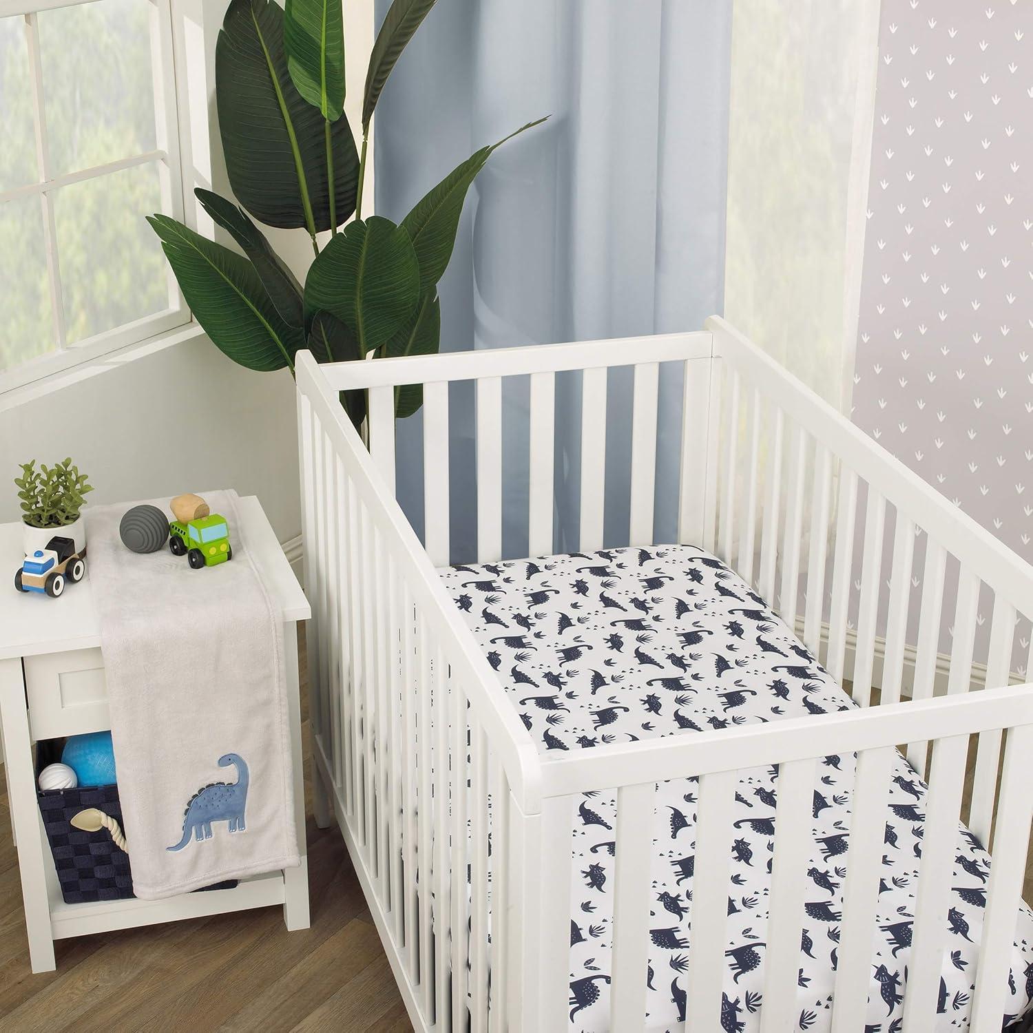 imageCarters Dino Adventure Super Soft Gray ampamp Blue Coral Fleece Baby Blanket Grey Blue