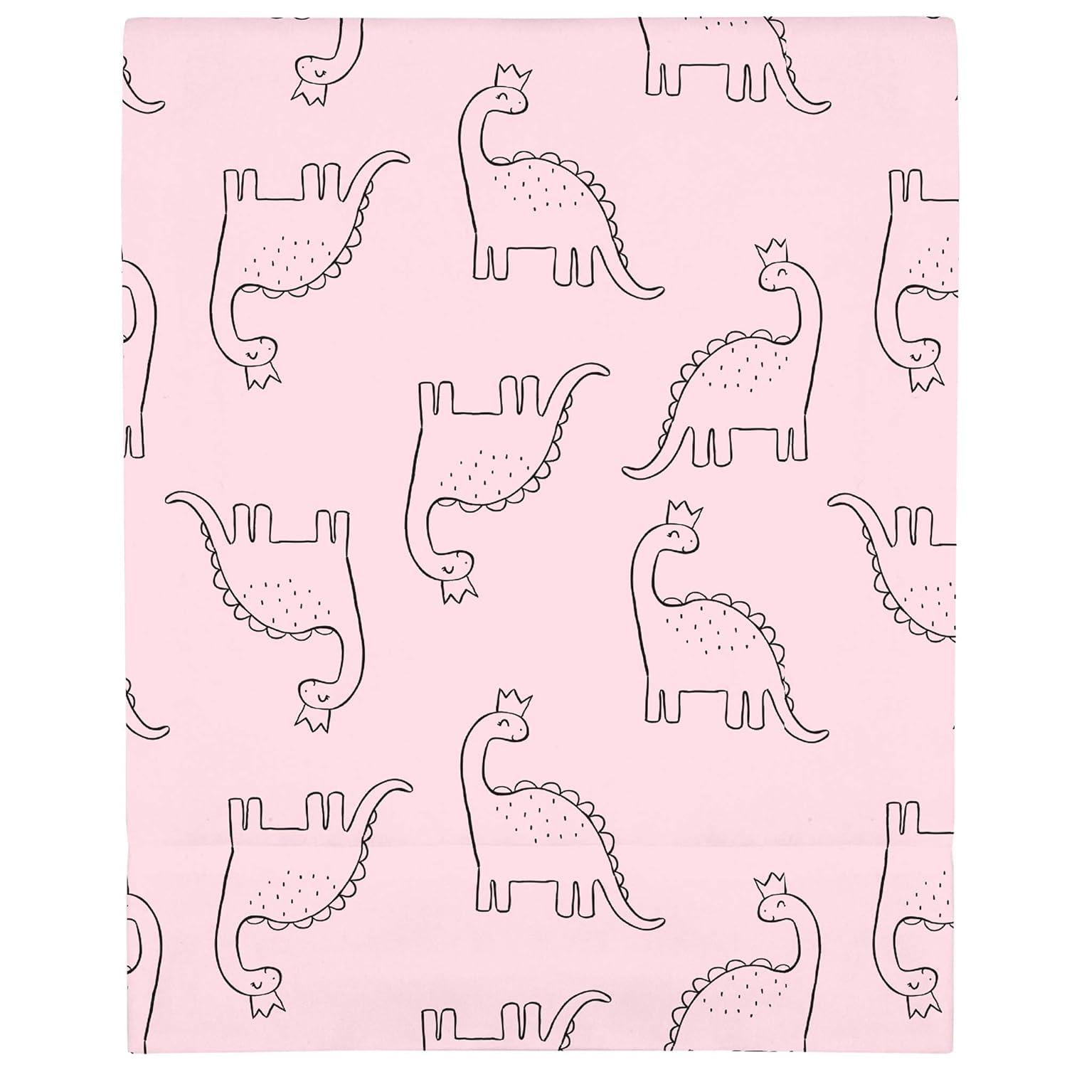 imageCarters Dinosaur Princess Pink Super Soft Fitted Crib Sheet Pink Black 6713003P