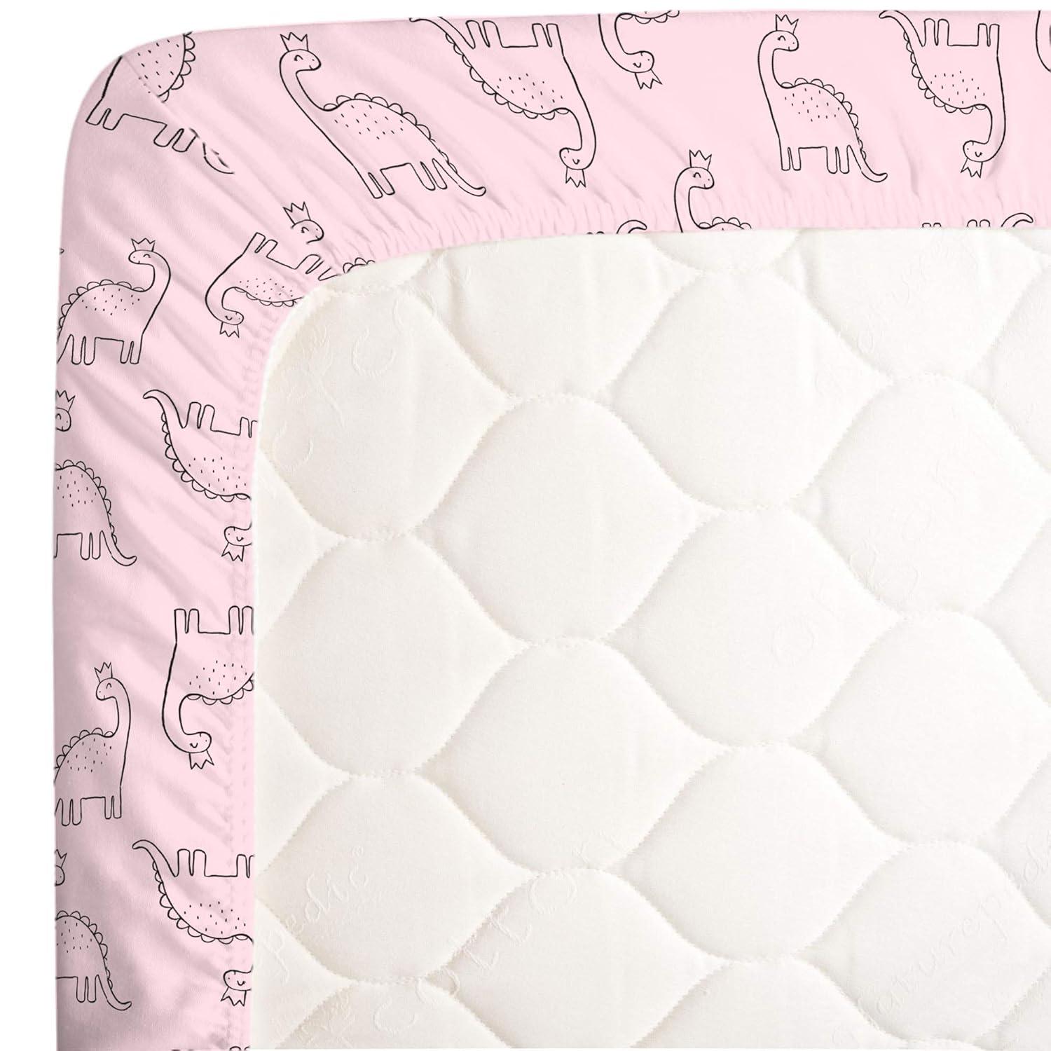 imageCarters Dinosaur Princess Pink Super Soft Fitted Crib Sheet Pink Black 6713003P