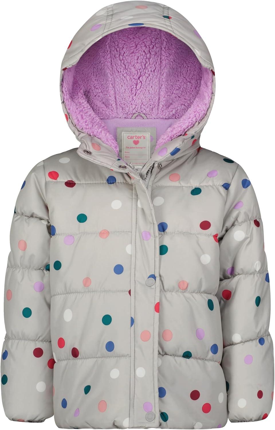 imageCarters Girls 2Piece Snowsuit Puffer Jacket and Skibib Snow Pants Toddler and Big KidsGrey Dot