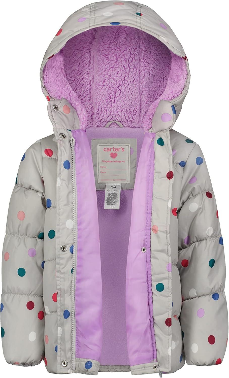 imageCarters Girls 2Piece Snowsuit Puffer Jacket and Skibib Snow Pants Toddler and Big KidsGrey Dot