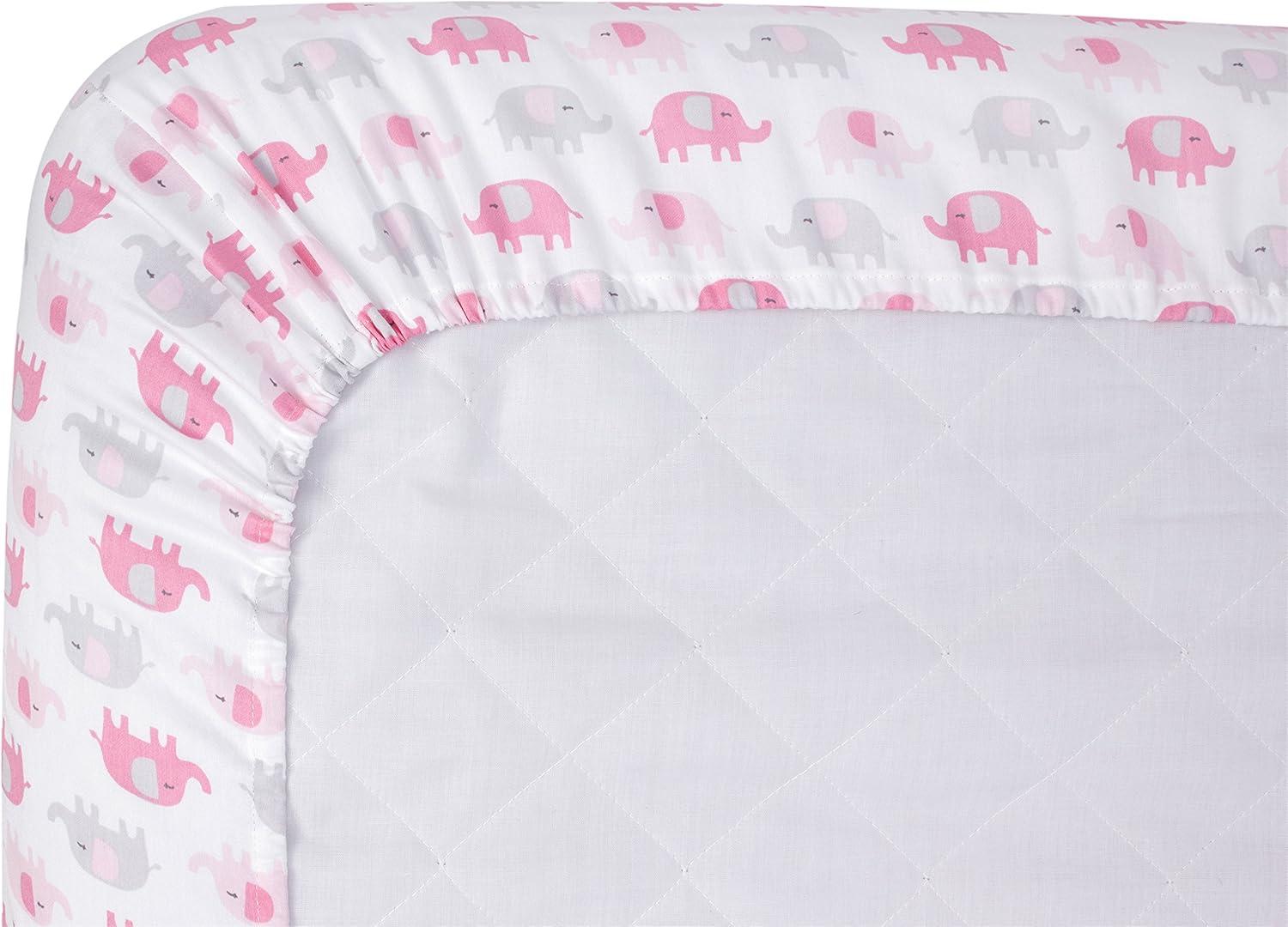 imageCarters Navy wWhite Stars Crib SheetPink Elephant