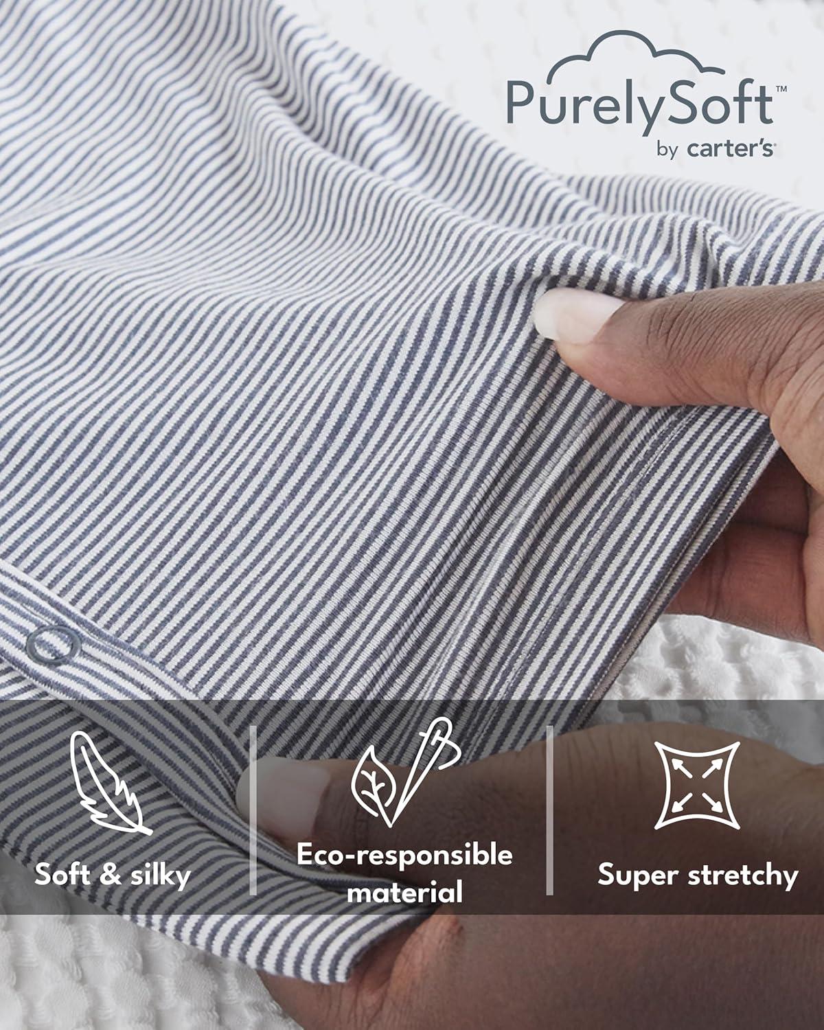 imageCarters babyboys Purelysoft Longsleeve 2way Zip PajamasGray Solid