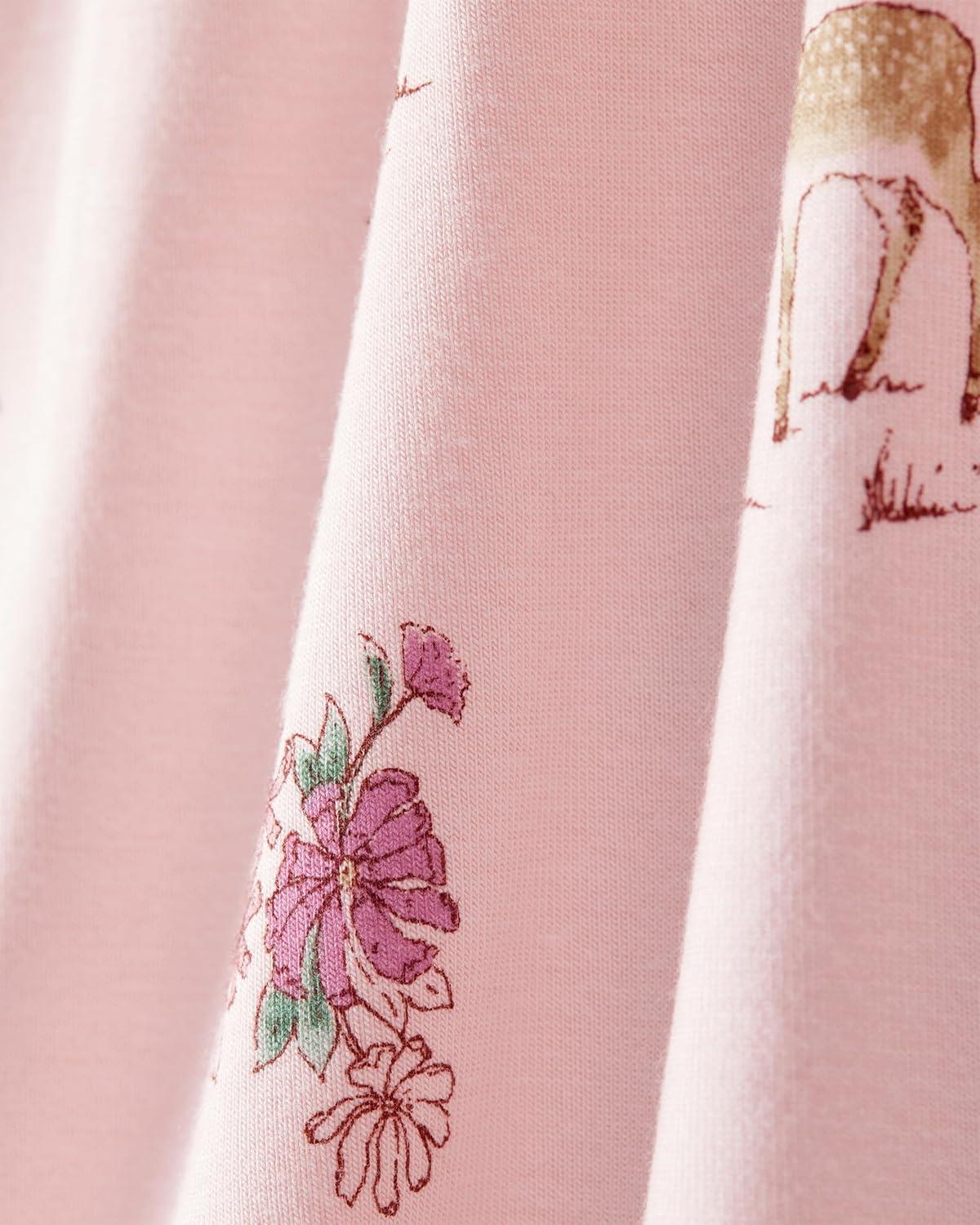 imageCarters babygirls Purelysoft Longsleeve 2way Zip PajamasPink Woodland