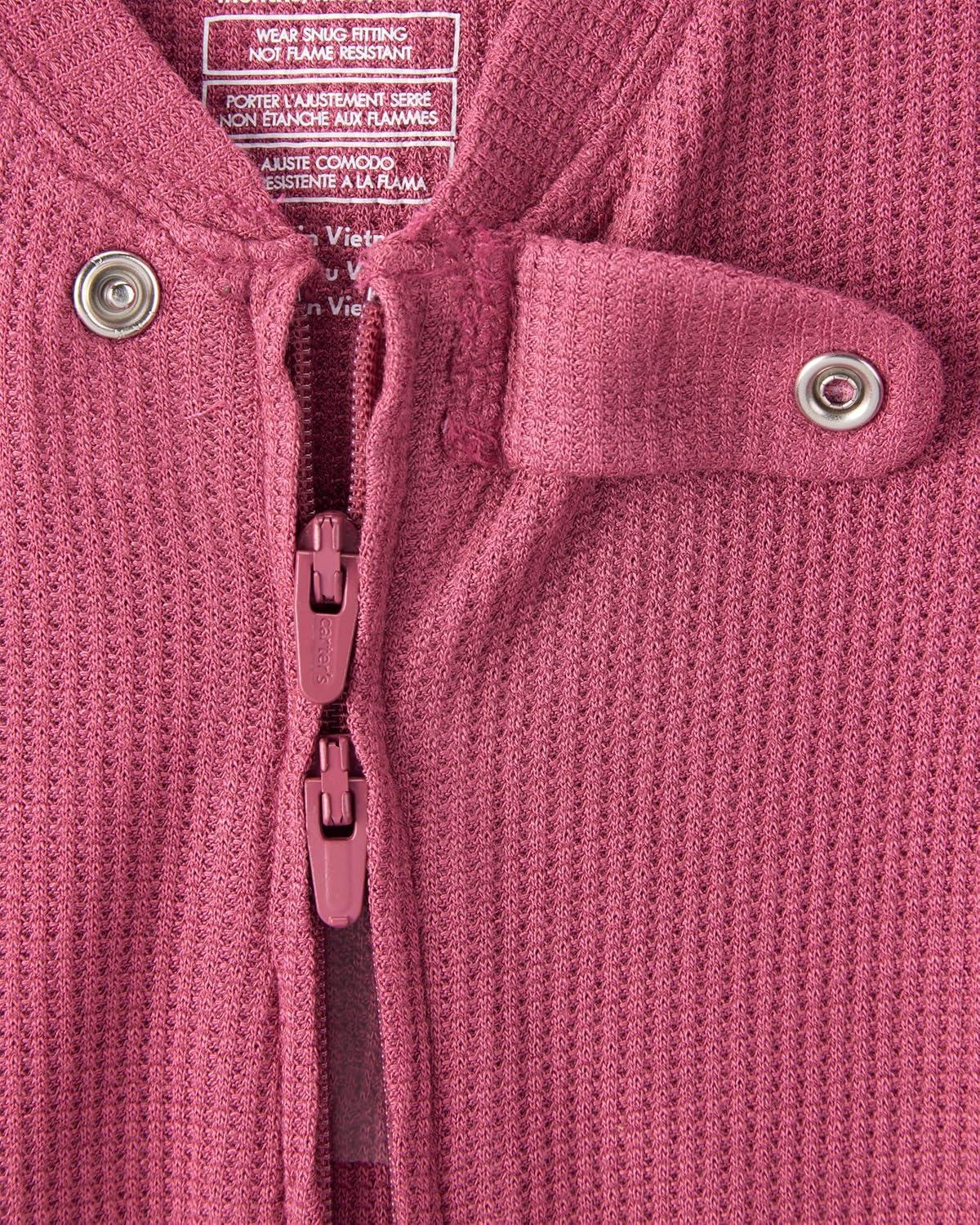 imageCarters babygirls Purelysoft Longsleeve 2way Zip PajamasRed