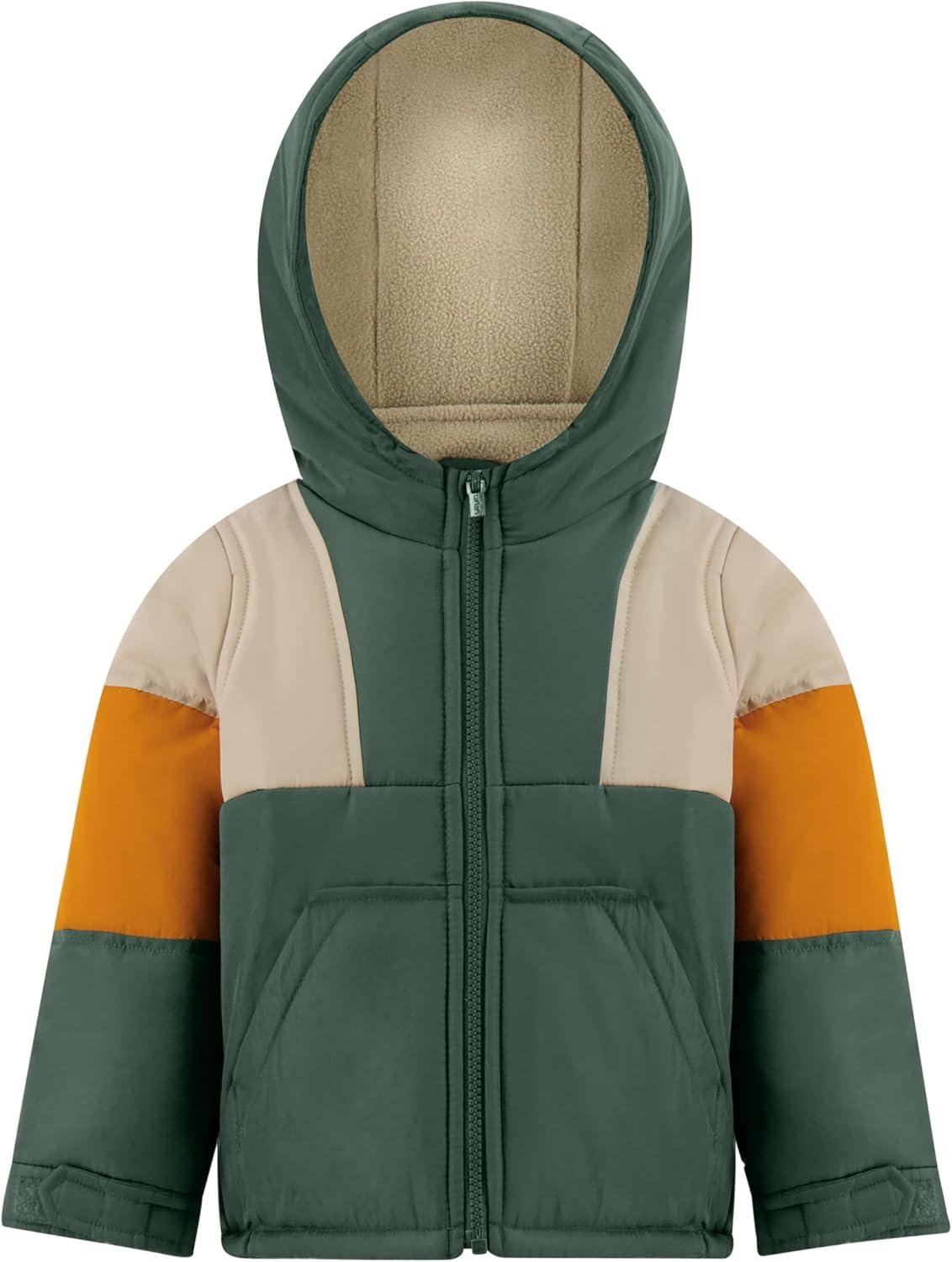 imageCarters boys Boys Warm 2 Piece Snow Pant ampamp Jacket SnowsuitOliveBeigeOrange