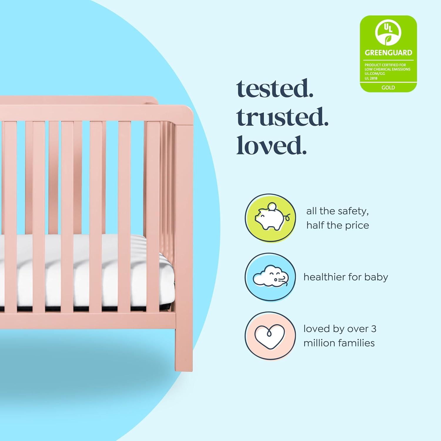 imageCarters by DaVinci Colby 4in1 LowProfile Convertible Crib in Petal Pink Greenguard Gold Certified