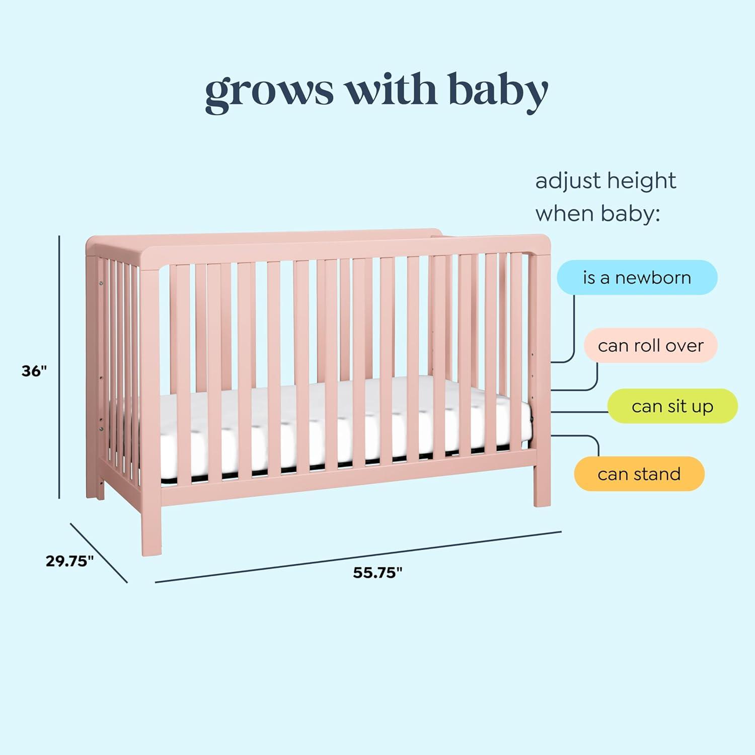 imageCarters by DaVinci Colby 4in1 LowProfile Convertible Crib in Petal Pink Greenguard Gold Certified