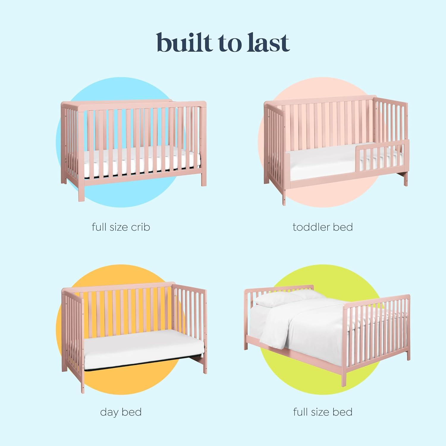 imageCarters by DaVinci Colby 4in1 LowProfile Convertible Crib in Petal Pink Greenguard Gold Certified