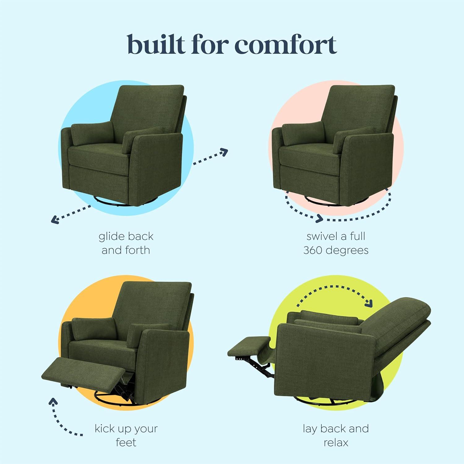 imageCarters by DaVinci Ethan Swivel Recliner in Performance Forest Green Linen GREENGUARD Gold ampamp CertiPURUS CertifiedForest Green Linen