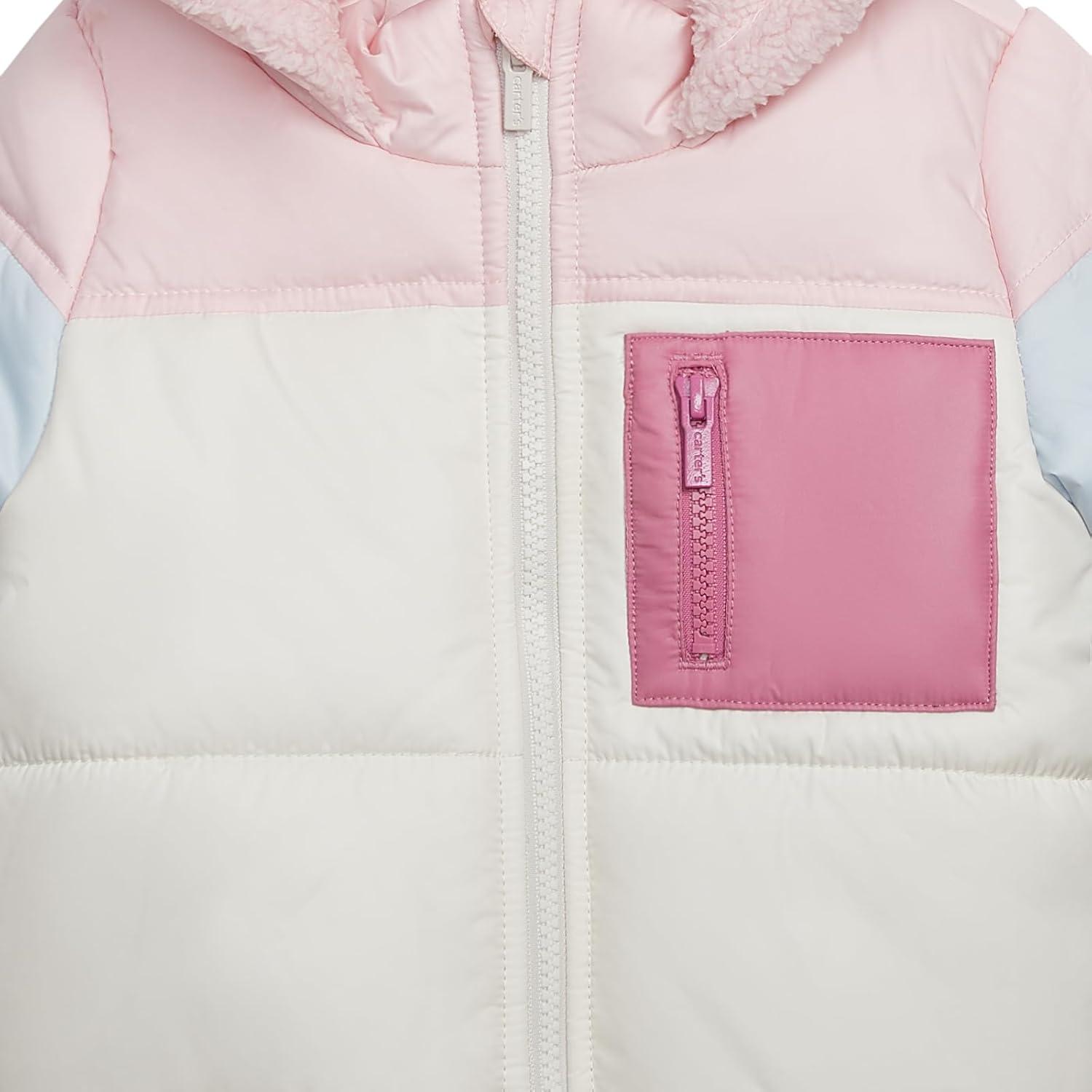 imageCarters girls Color Blocked Heavyweight Puffer JacketPink