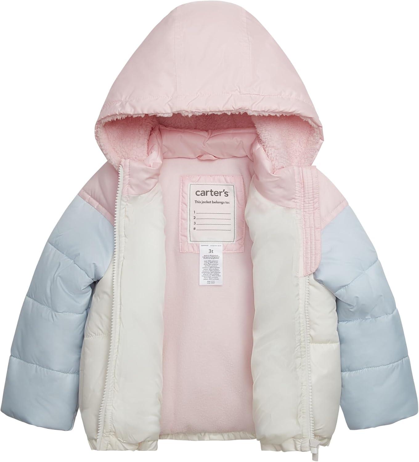 imageCarters girls Color Blocked Heavyweight Puffer JacketPink