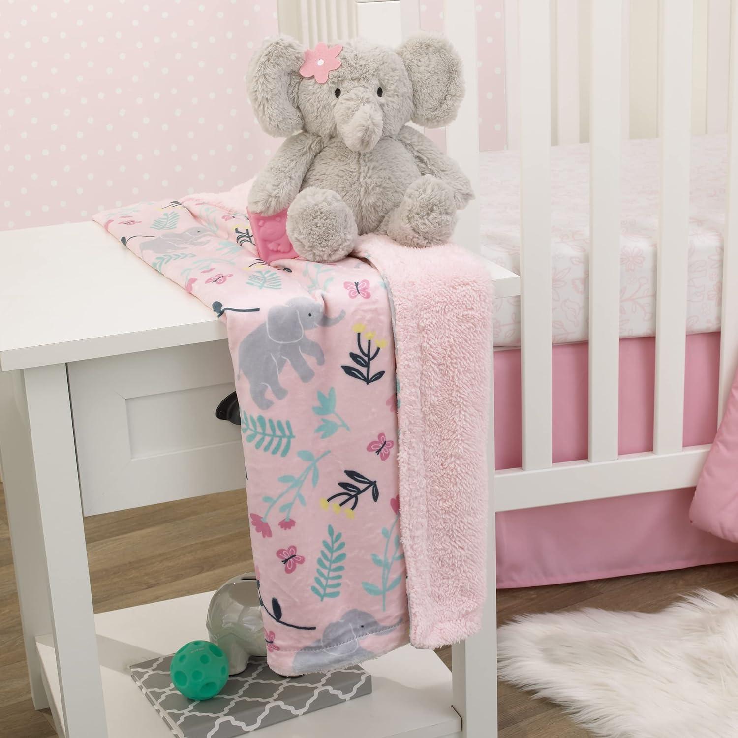 imageNoJo Carters Floral Elephant Pink Super Soft Baby Blanket