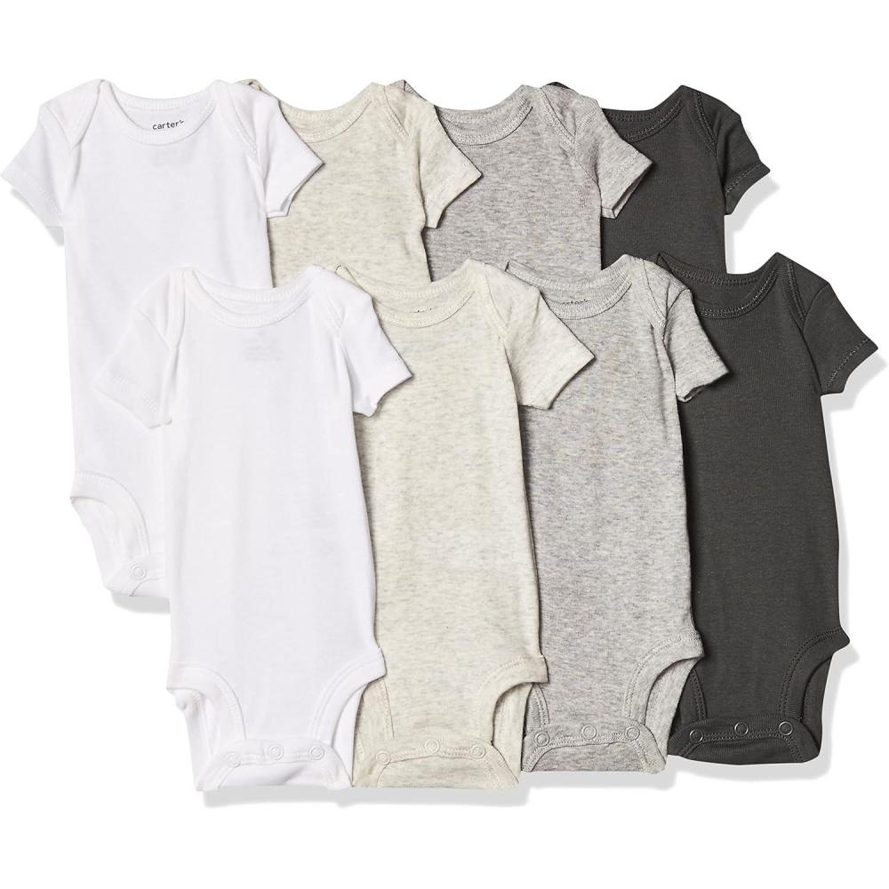 imageCarters Baby Boys 8pack Shortsleeve BodysuitsMulti Oatmeal