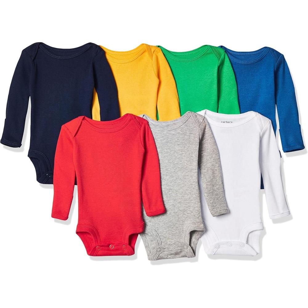 imageCarters Baby Girls 6 pack Long Sleeve BodysuitsMultiBlue