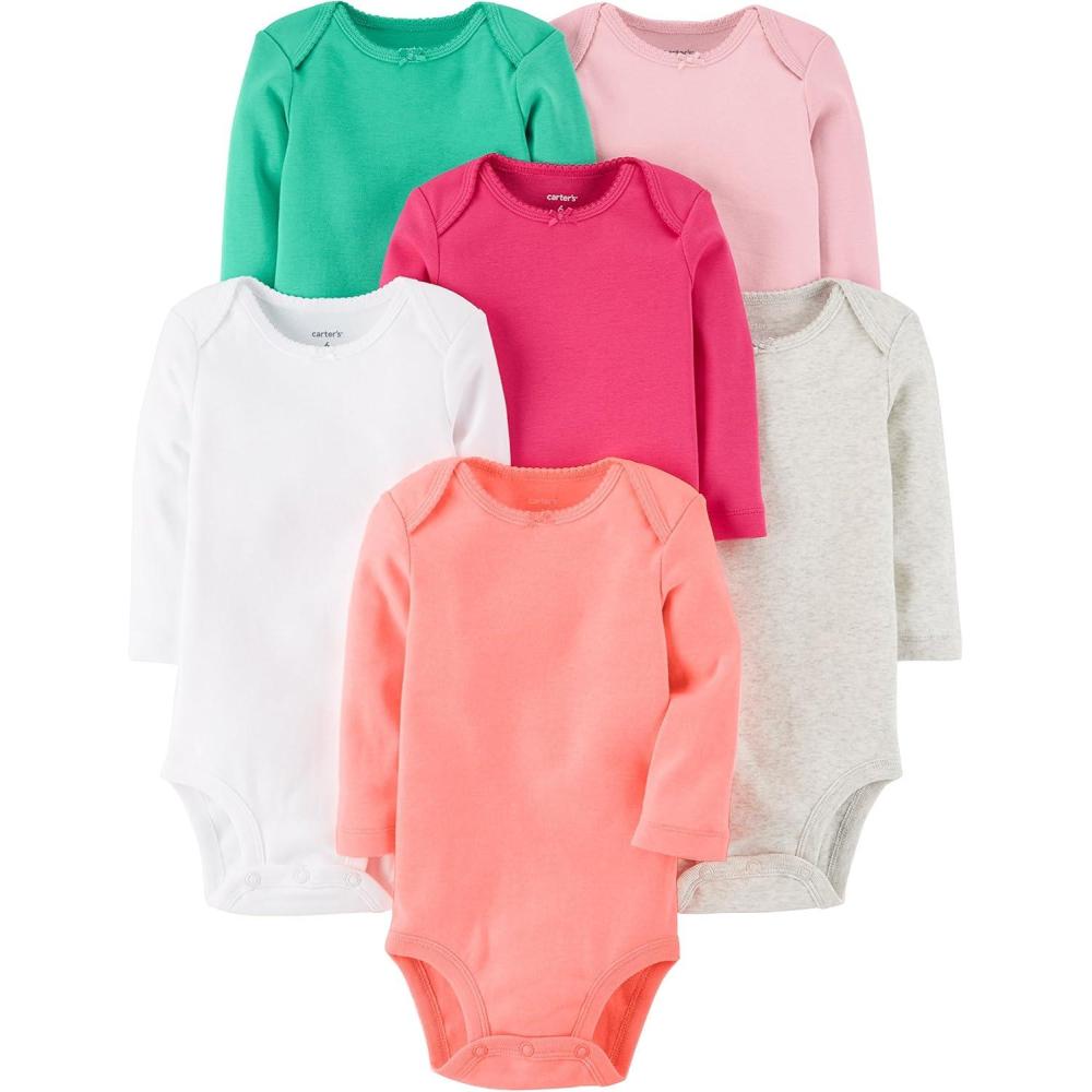 imageCarters Baby Girls 7Pack LongSleeve BodysuitsAssorted Pack