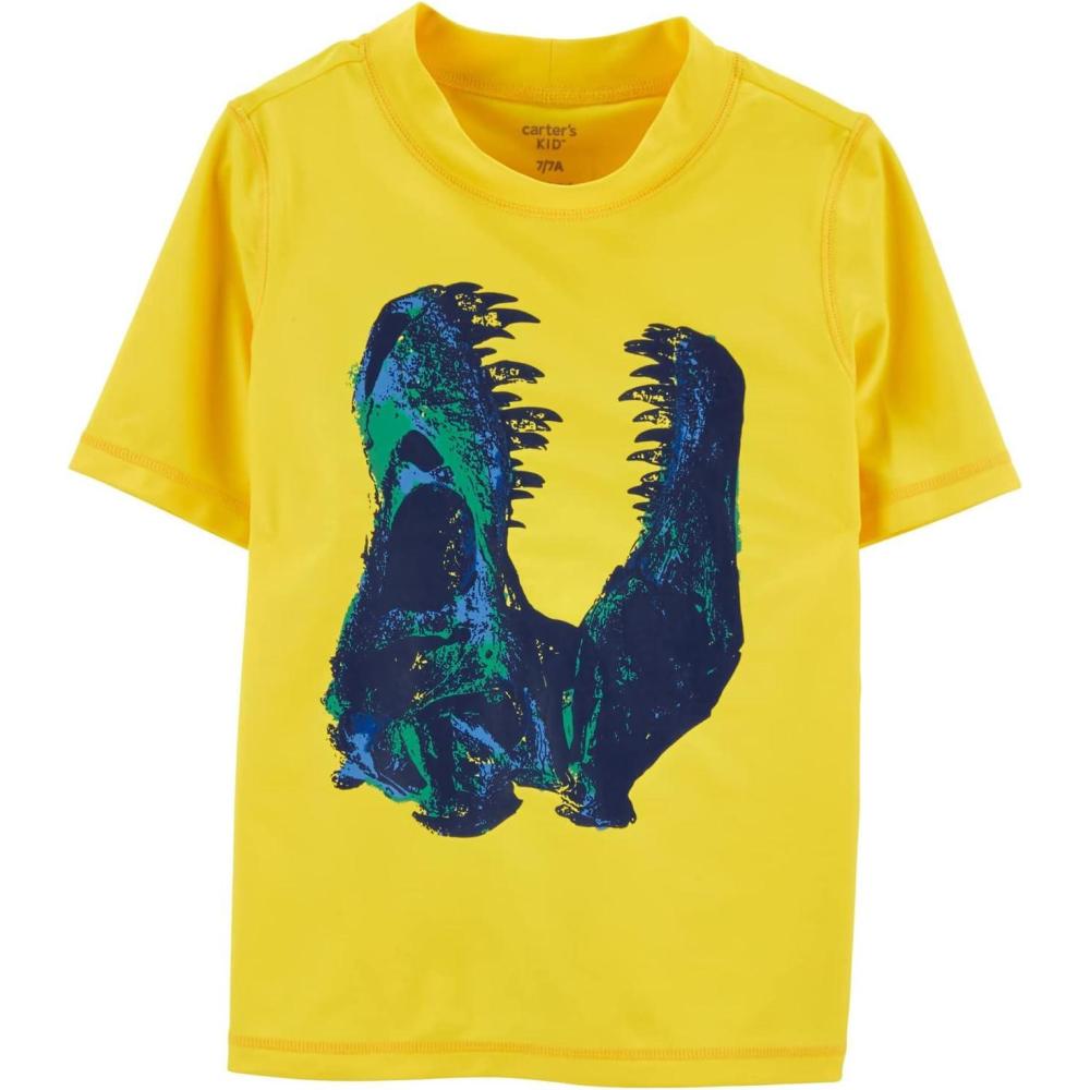 imageCarters Boys 1 Piece RashguardYellow Blue Dinosaur