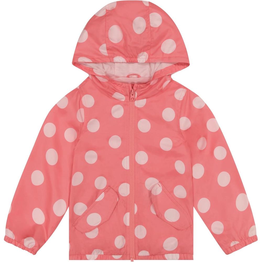 imageCarters Girls Lightweight Jacket Warm Hooded WaterResistant CoatPink Dots
