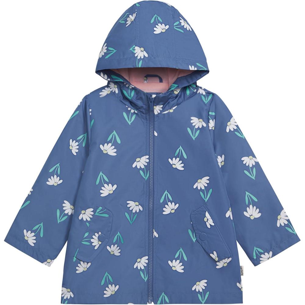 imageCarters Toddler ampamp Little Girls Midweight Fleece Lined Hooded Raincoat Rain JacketColor Changing Blue