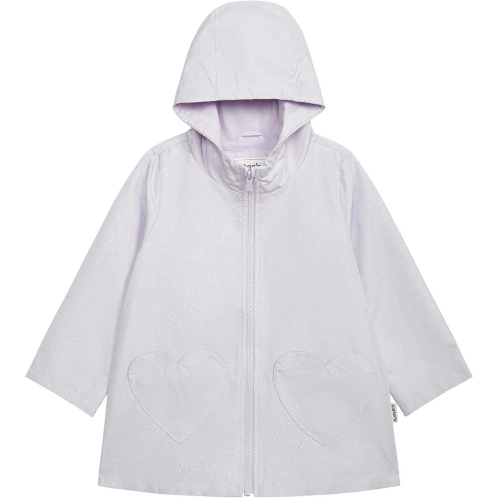 imageCarters Toddler ampamp Little Girls Midweight Fleece Lined Hooded Raincoat Rain JacketPurple