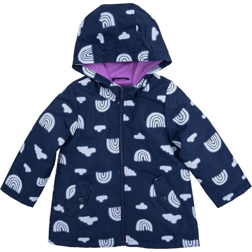 imageCarters Toddler ampamp Little Girls Midweight Fleece Lined Hooded Raincoat Rain JacketRainbow Color Change