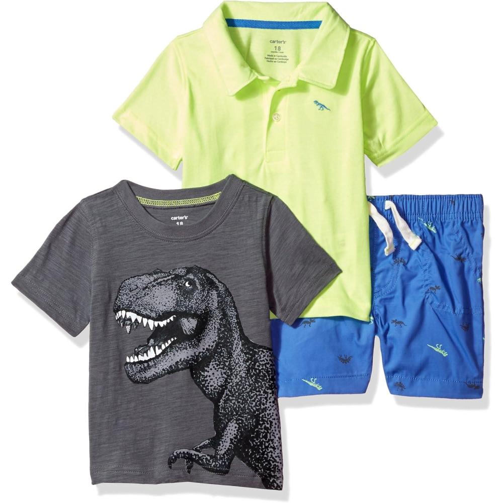 imageCarters babyboys 3piece Playwear SetBlueLime