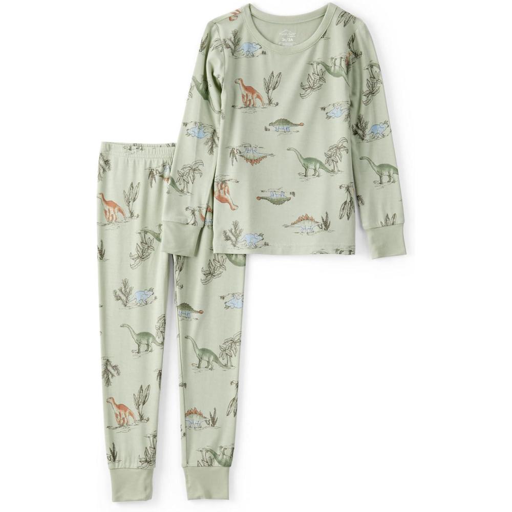 imageCarters babyboys Purelysoft Longsleeve 2piece PajamasGreen Dino