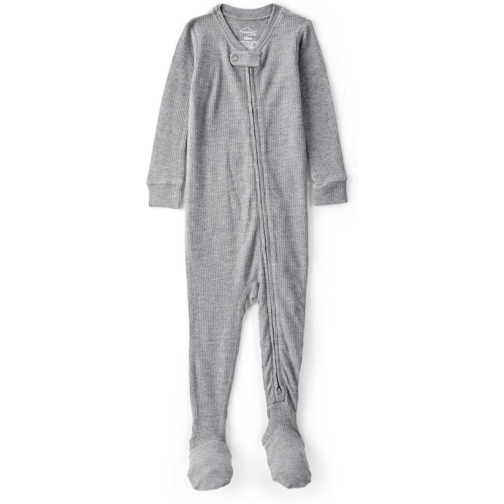 imageCarters babyboys Purelysoft Longsleeve 2way Zip PajamasGray Solid