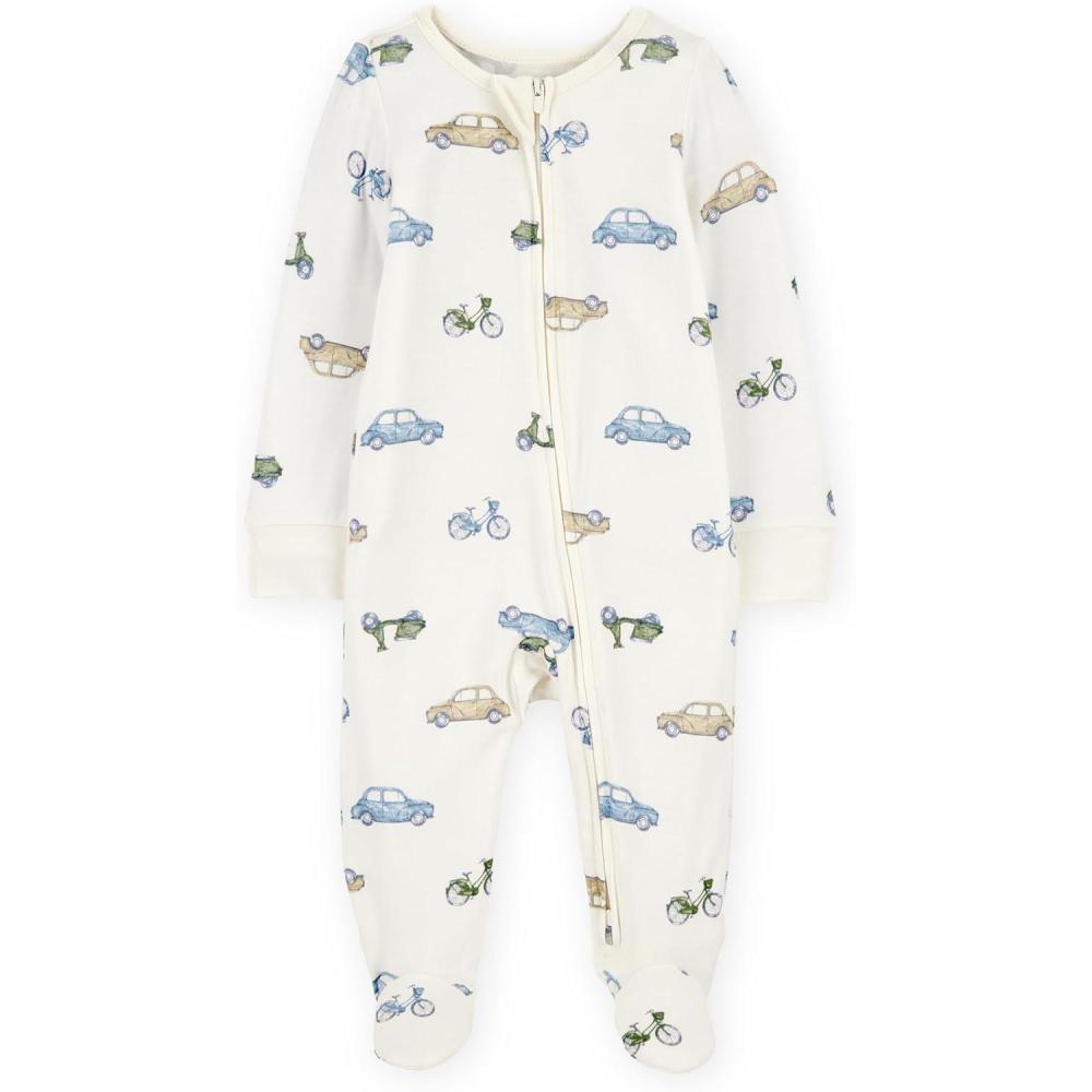 imageCarters babyboys Purelysoft Sleep and Play PajamasIvory Car