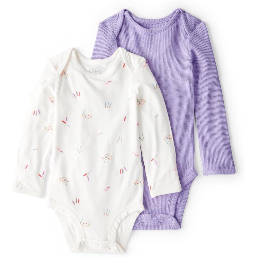 imageCarters babygirls Purelysoft 2pack Long Sleeve BodysuitArt Print