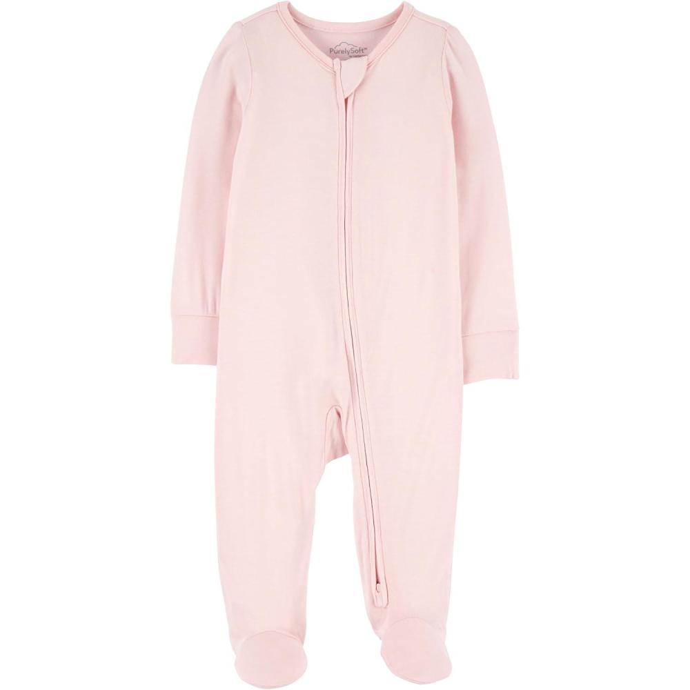 imageCarters babygirls Purelysoft Sleep and Play PajamasLight Pink Solid