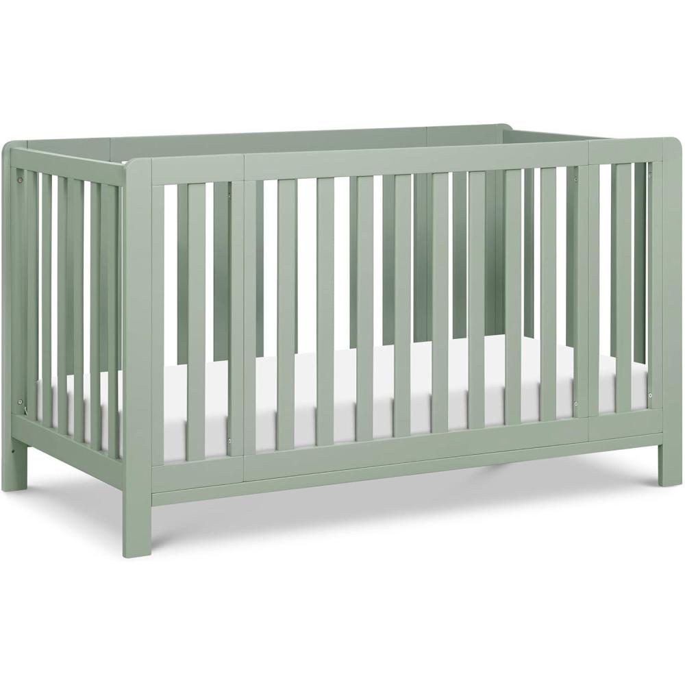 imageCarters by DaVinci Colby 4in1 Convertible Crib with Trundle Drawer in White Greenguard Gold Certified Undercrib StorageLight Sage