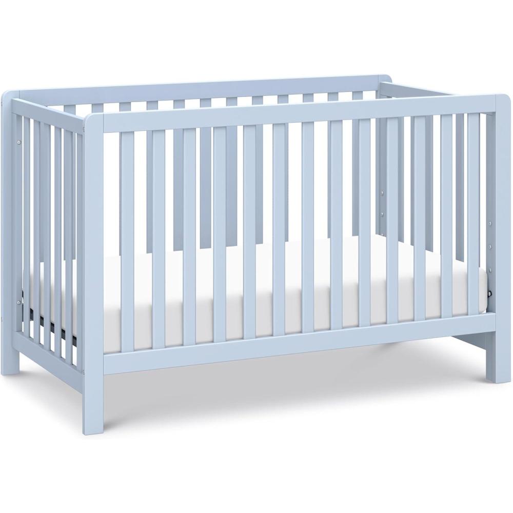 imageCarters by DaVinci Colby 4in1 Convertible Crib with Trundle Drawer in White Greenguard Gold Certified Undercrib StoragePowder Blue