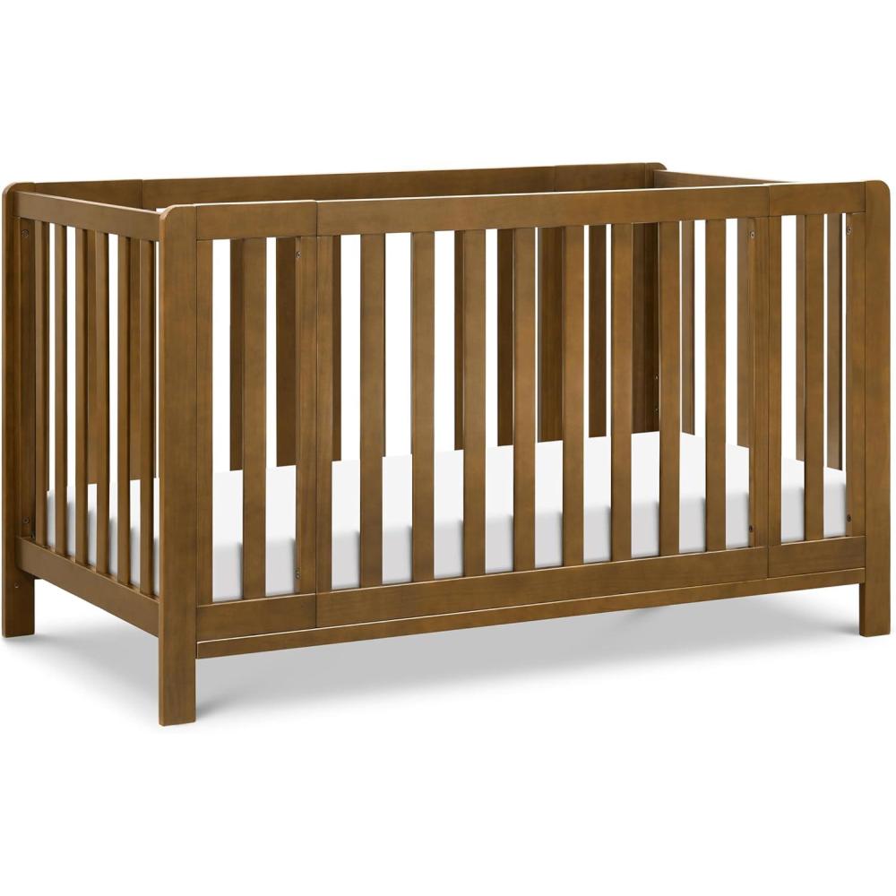 imageCarters by DaVinci Colby 4in1 Convertible Crib with Trundle Drawer in White Greenguard Gold Certified Undercrib StorageWalnut