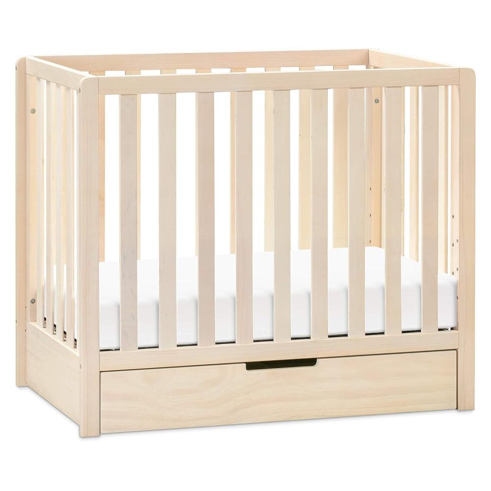 imageCarters by DaVinci Colby 4in1 Convertible Mini Crib with Trundle Drawer in Grey and White Greenguard Gold Certified Undercrib StorageWashed Natural