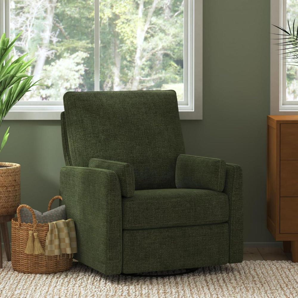 imageCarters by DaVinci Ethan Swivel Recliner in Performance Forest Green Linen GREENGUARD Gold ampamp CertiPURUS CertifiedForest Green Linen