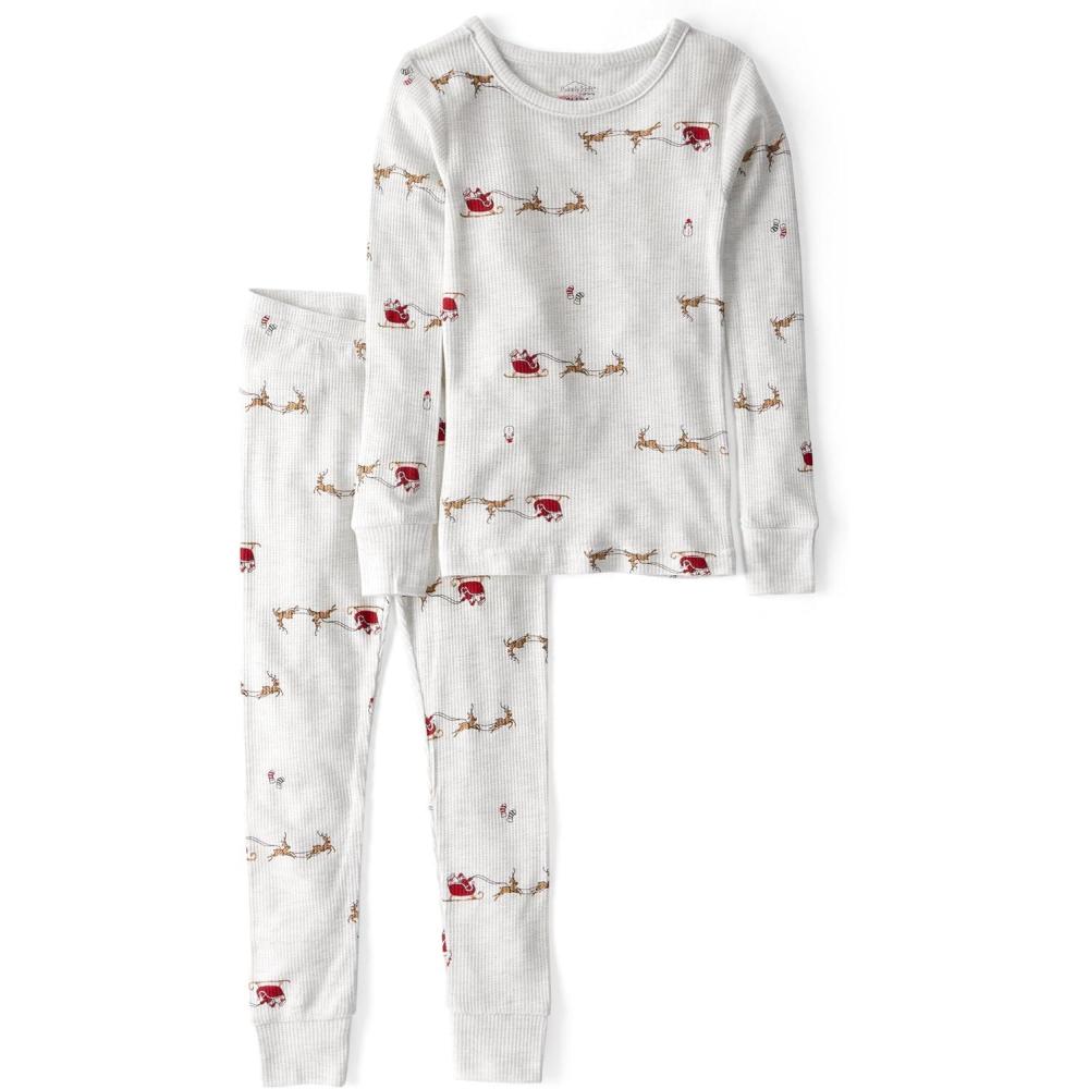 imageCarters unisexbaby Purelysoft Longsleeve 2piece PajamasReindeer Santa Sleigh
