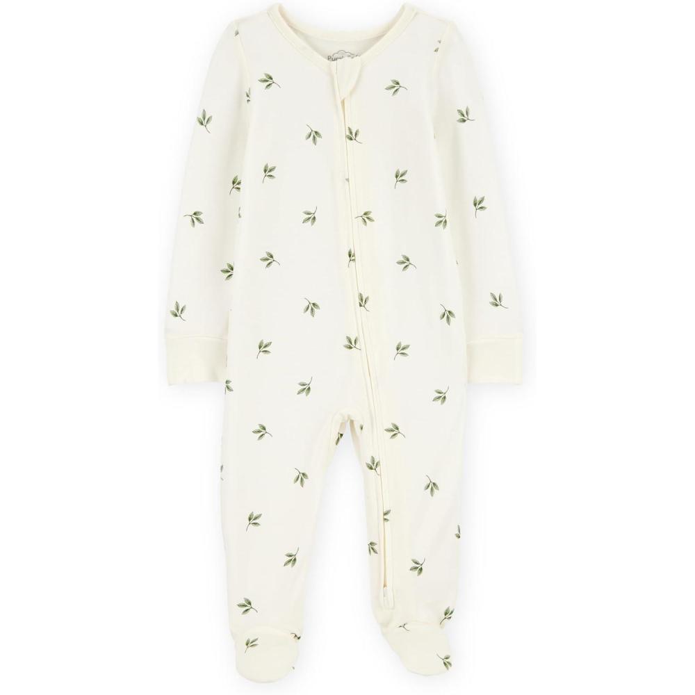 imageCarters unisexbaby Purelysoft Sleep and Play PajamasIvory Leaf