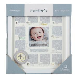 Carter’s BFP7-23287 Gender Neutral Baby’s First Year Picture Frame and Baby Month Stickers, 12” W x 13.2” H, 13pcs