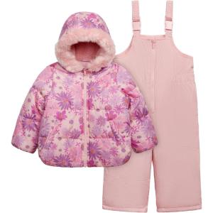 Carter’s Baby Girls’ 2-Piece Snowsuit Cozy Hooded Puffer Jacket and Ski Bib Set(Floral Rosario)