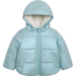 Carter’s Baby Girls’ Winter Coat Puffer Jacket with Sherpa Lined Hood(Iridescent Blue)