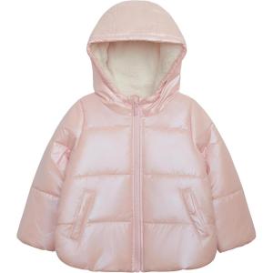 Carter’s Baby Girls’ Winter Coat Puffer Jacket with Sherpa Lined Hood(Iridescent Pink)