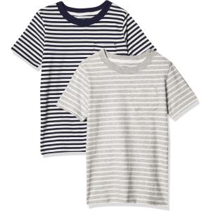 Carter’s Big Boy’s 2-Pack Tee Shirt, Light Grey Stripe/Black Stripe, 4