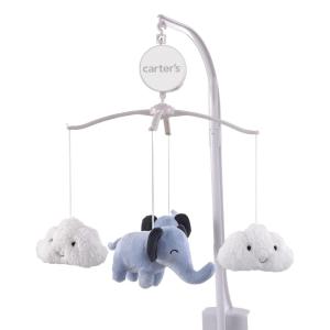 Carter’s Blue Elephant – Navy and White Plush Clouds and Elephants Musical Mobile