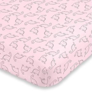 Carter’s Dinosaur Princess Pink Super Soft Fitted Crib Sheet, Pink, Black (6713003P)