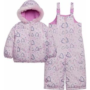Carter’s Girls 2-Piece Snowsuit Puffer Jacket and Skibib Snow Pants Toddler and Big Kids(All Lilac Heart)