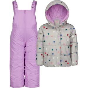 Carter’s Girls 2-Piece Snowsuit Puffer Jacket and Skibib Snow Pants Toddler and Big Kids(Grey Dot)