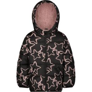 Carter’s Girls’ Winter Coat Puffer Jacket with Sherpa Lined Hood(Black Stars)